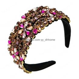 Headbands Luxury Crystal Flower Headband Gorgeous Mti Color Geometric Gem Diamond Beaded Hairband Girls Tiara Crowns Drop Delivery J Dhov3