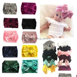 Headbands Wholesale Baby Turban Headband Girls Hairband Gold Veet Hair Band Bow Elastic Wide Accessories Drop Delivery Jewelry Hairje Dh6Xn