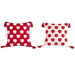 Pillow Heart Tufted Tassel Tassel Prophase Bordertery Cover