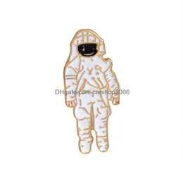 Stift broscher astronaut robot planet plan broscher set 6 st guld pläterade emaljfärgmärken för flickor legering lapel pin denim skjorta dhvwy