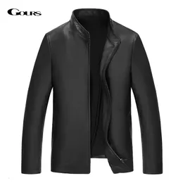 Men's Leather Faux GOURS Winter Real Jacket for Men Fashion Brand Black Genuine Sheepskin Jackets and Coats Warm 4XL GSJF1916 221124