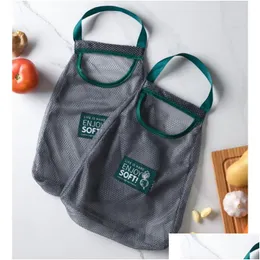 Storage Bags Kitchen Ginger Garlic Onion Hand Carry Fruit Vegetable Storage Hanging Bag Hollow Breathable Cocina Accesorio New Sale Dh9Dl