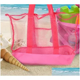 Storage Bags Folding Mesh Handbag Mti Function Kid Beach Bag Pink Tote Toy Shells Storage Pouches 6Kj C Drop Delivery Home Garden Ho Dhv7K