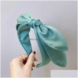Headbands Women Hair Accessories Classic Double Big Bow Knot Headband Solid Turban Hairband For Adt Candy Color Headwear Drop Delive Dhgnf