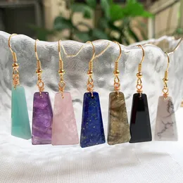 Natürliche Kristallstein-Ohrringe für Frauen, geometrischer Charme, glänzender Obsidian, Amethyst, Lapis, rosa Reiki-Kristall-Ohrring