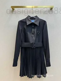 Casual Dresses Designer High End Women's Wear M￤ngder ut sydkoreansk version Simple Design Pleated Splice Shirt Dress XT59