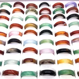 Zespół 20 50 100 sztuk klasyczny modny naturalny agat dla kobiet mężczyzn gładka 6MM kolorowe akcesoria do palców hurtownia spadek 221125