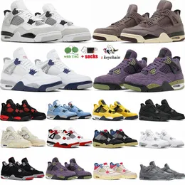 Basketball Shoes 4 Jumpman 4s Midnight Navy Military Black Canvas Fire Red Thunder Violet Ore Canyou Purple White Men Women Designer