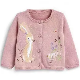 Pullover Little maven Kids Girls Clothes Lovely Pink Rabbit Sweater with Chicks Cotton Sweatshirt Autumn Outfit for 2 to7year 221128