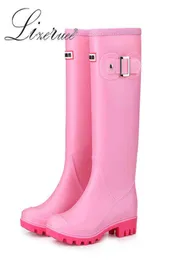 Zapatos de agua de goma al aire libre para mujeres039 Botas de lluvia de color puro para femalepunk Boots de lluvia rosa 3641 talla grande Y12279709814