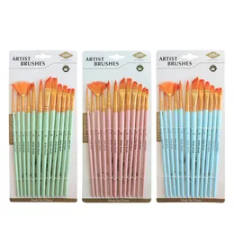 Canetas de pintura de gradiente de madeira 12pcs nylon pincéis