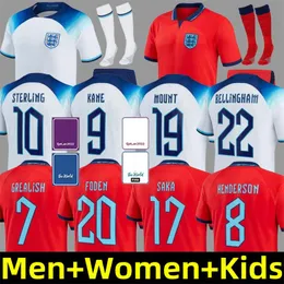 Kane England Soccer Jerseys Foden Grealish Saka Narodowa drużyna Trippier Sterling Rashford Mount Rice 2022 2023 Koszulka piłkarska mężczyźni Zestaw dla dzieci Zestawy Skarp