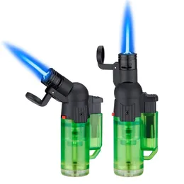 Jet Flame Lighter Refillable Gas Torch Lighter Transparent Body Foldable Nozzle Flamethrower Potable Windproof Cigar Lighter
