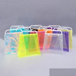 Aufbewahrungstaschen PVC Laser -Shop -Tasche transparent Plastik Handtasche Farbverpackung Mode Shouder Handtaschen Aufbewahrungstaschen Werkzeuge 40 L2 Drop Dhqwz