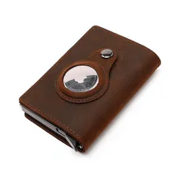 Wallets's Apple's Vintage Genuine Leather Willet Airtags Case de negocios Holder Bank Men's Bank Fit para 8 tarjetas268Z
