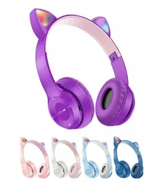 Leuke Kat Oren Bluetooth Draadloze Hoofdtelefoon Met Microfoon Ruisonderdrukking Kid Meisje Stereo Muziek Helm Telefoon Headset Gift9919027
