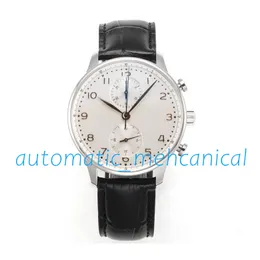 Modische Herrenuhr mit arabischen Ziffern, 40 mm, automatisches mechanisches Uhrwerk, weißes Zifferblatt, klassische Business-Sport-Lether-Starp-anmutige Uhren für Herren