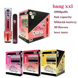 Bang XXL 2000 sbuffi E Sigaretta usa e getta Vape Starter Kit 800mAh 6ml Baccelli pre-riempiti 2 5% 6% Nic Cartucce Vaporizzatori portatili Bangvapes Pen Stick Device Vapes