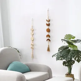 Objetos decorativos Figuras comprimento 75 cm decora￧￣o de mobili￡rio de madeira pingente de madeira tecido de tape￧aria borla retro decora￧￣o de decora￧￣o pingente de parede 221129