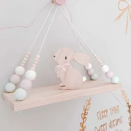 Itens de novidade nórdicos decoração de crianças borla de borla de armazenamento parede pendurada na parede de madeira model baby kid room mobere artic home decoration 221129