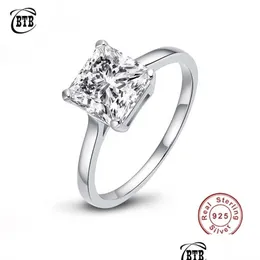 Anéis de casamento Classic 100 925 Sterling Sier Square criou anéis de diamante femininos noivado de casamento Jóias de luxo por atacado D DHGARDEN DHP9U