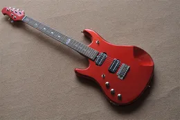 左手レッドボディエレクトリックギタークロムハードウェアローズウッドフレットボード提供カスタムサービス