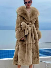 Kobiety Fur Fur Faux Long Norek Zimowa kurtka pod względem obręcz żeńska damski damski płaszcz oversize parkas 221128