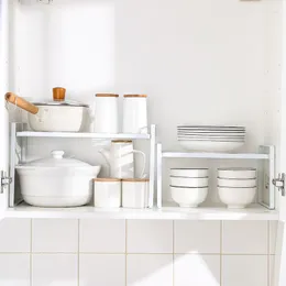 Hooks Cabinet Household Layered Partition Shelf Kitchen Countertop White Storage Seasoning Bowls And Pans Organizers