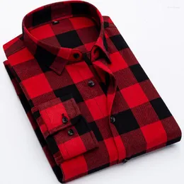 Men's Casual Shirts Youthful Men Plaid Long Sleeve Soft Fashion Red Blue Checked Flannel Regular Fit Social Shirt Smal Size