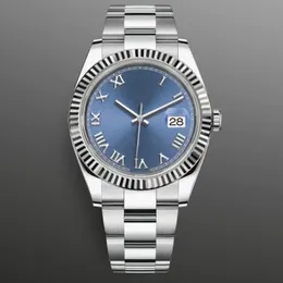 Män tittar på lyxklockor Lumins Grey Baton 41mm Blue Datejust Watch Smooth Mens Automatic Mechanical Montre de Luxe Watches Oyster Daydates Master Wrsitwatches A7