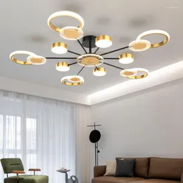 Deckenleuchten Postmodern Ringlicht Gold Luxus Wohnzimmer Schlafzimmer Esszimmer Innendesign Fernbedienung Dimmbare Led