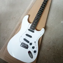 6 dizeler SSS Pikaplı Beyaz Elektro Gitar gül ağacı klavyesi özelleştirilebilir