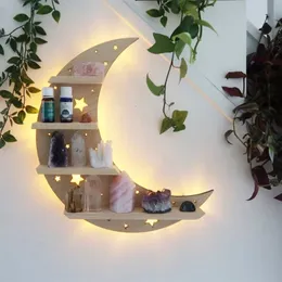 Novelty Items Wooden Wall Shelf Home Decoration Organizer Moon Butterfly Cat Bedroom Room Decor Storage Rack Wallmount Display Stand Shelves 221129