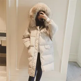 Giacche da donna femminile giacca inverno a colori solidi lunghi addensati outwear con cappuccio con cappuccio magro magro padamio padiglione bianco