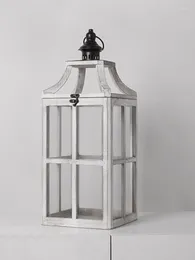 Bougeoirs Vintage nordique support en bois lanterne métal Table de mariage centres de table blanc suspendu décor à la maison