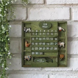 Dekorativa f￶rem￥l Figurer Creative Rustic Shabby Chic Style Wall H￤ngande tr￤justerbara kuber Perpetual kalenderdisk kalender f￶r DIY -dekor 221129