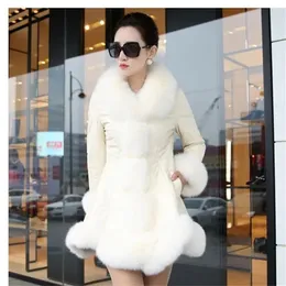 Kadınlar kürk sahte boyutu 6xl giyim sonbahar kış taklit büyük yakalı kalın sıcak kadın s deri ceket ince ceket 221128