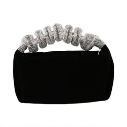 Evening Bags Handmade Black Velvet Women Handbag Clutches Bag Fashion Luxury s Handle Purses Ladies Party Clutch 221128
