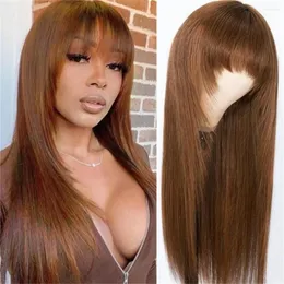 #4 Honey Blonde 13x6 Lace Front Human Hair Wigs 13x4 Transparent Wig Brazilian Straight Brown Colore Bangs Parksonhair