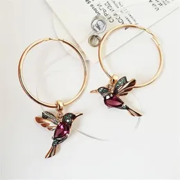 Exquisite Bird-shaped Hoop Pendant Crystal Pendant Earrings Tassel Bird Earrings for Women's Wedding Jewelry