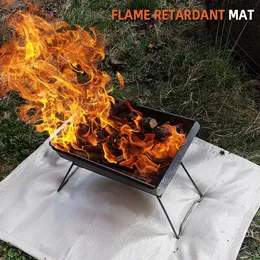 Other Home Garden Home Heaters Aluminum Fire Pit Mat Stove proof Grill Iigh Temperature Resistant Outdoor Camping proof Cloth Tool 221129