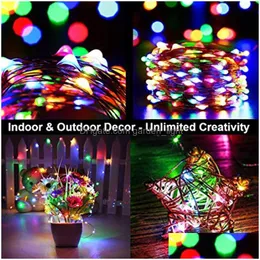 Led Strings Music String Light Christmas 50Led 100Led Sound Activated Fairy Lights With Remote Timer Waterproof Usb Battery Drop Del Dh3Ke