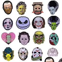 Pins Brooches Pins Brooches Creativity Horror Movies Enamel Funny Metal Cartoon Brooch Backpack Hat Bag Collar Lapel Badge Dhgarden Dhwn4