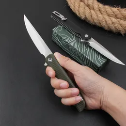 Främjande H3810 Flipper Folding Knife 8CR13Mov Satin Drop Point Blade Glass Fiber med rostfritt stål Handtagskullager EDC Pocket Folder Knives