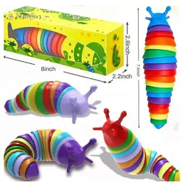 UPS Party Favor fidget Toys Slug Articulated Flexible 3D Slugs Funny Toys For All Ages Relief Anti-Anxiety Sensory B1129