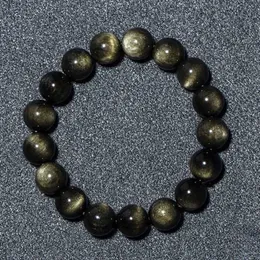 andliga chakran Armband Pärlstav Naturligt Guld Obsidian Armband För Kvinnor Sten Kristall Healing Smycken Bulk Partihandel