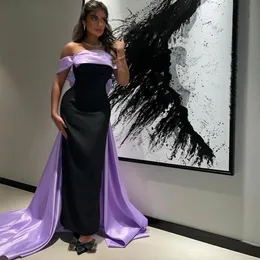 우아한 오프 어깨 새틴 이브닝 드레스 활장 공식 가운 스윕 트레인 vestido de novia gala mariee 파티 드레스