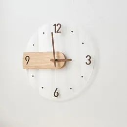 Zegar ścienny 2022 Prosty zegar nordycki Kreatywny stały drewniany szklany szklany domek dekoracja salonu renOj de pared