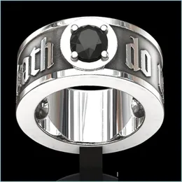 Bandringe Till Death Do Us Part Hip Hop Männer Mode Edelstahl Black Diamond Skl Band Ring Punk Gothic Engagement Jewe Dhgarden Dh3Jq