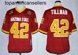 Jahrgang 1997 Rose Bowl College Football Jersey Sun Devis ASU Pat Tillman 42 Maroon Herren genäht